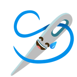 grinning face with sweat and sewing needle