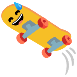 grinning face with sweat and skateboard