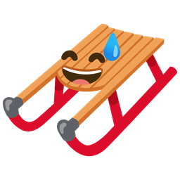 grinning face with sweat and sled