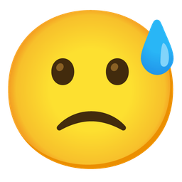 grinning face with sweat and slightly frowning face