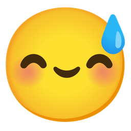 Grinning face with sweat and Smiling face with smiling eyes