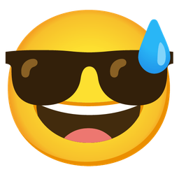 grinning face with sweat and smiling face with sunglasses