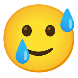 Grinning face with sweat and Smiling face with tear