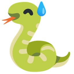 grinning face with sweat and snake