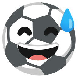 grinning face with sweat and soccer ball