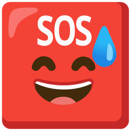 grinning face with sweat and SOS button
