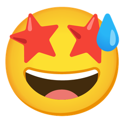 Grinning face with sweat and Star-struck