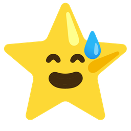 grinning face with sweat and star