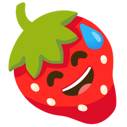 grinning face with sweat and strawberry