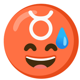 grinning face with sweat and Taurus