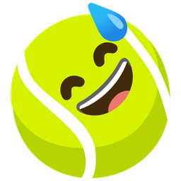 grinning face with sweat and tennis