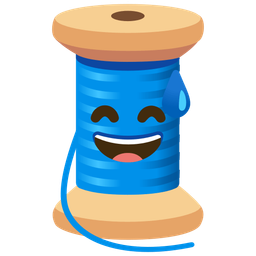 grinning face with sweat and thread