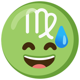 grinning face with sweat and Virgo