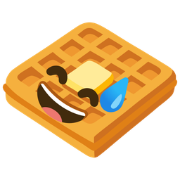 grinning face with sweat and waffle