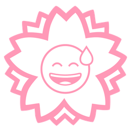 grinning face with sweat and white flower