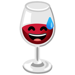grinning face with sweat and wine glass