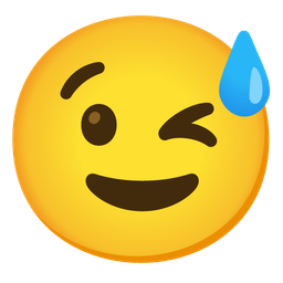 Grinning face with sweat and Winking face