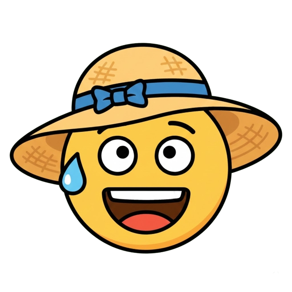 Grinning face with sweat and Woman’s hat
