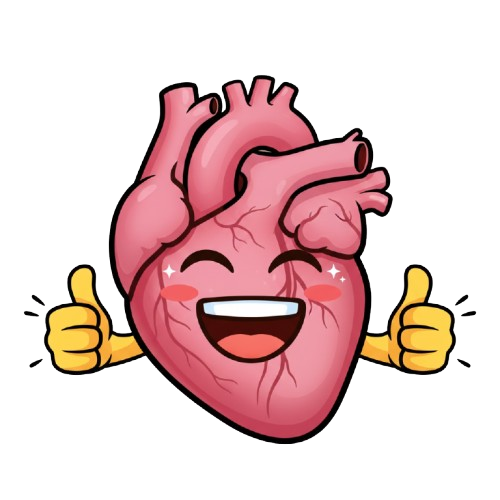 grinning face and anatomical heart
