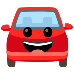 grinning face and automobile