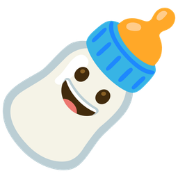 grinning face and baby bottle