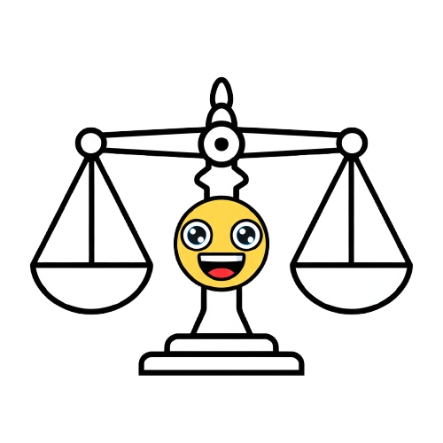 grinning face and balance scale