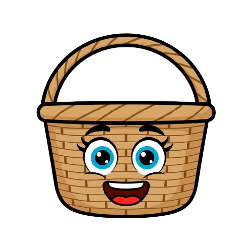 grinning face and basket