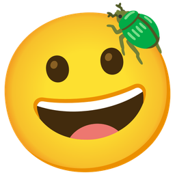grinning face and beetle