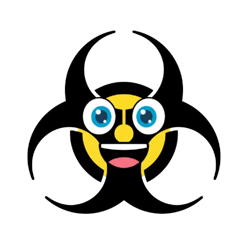 grinning face and biohazard