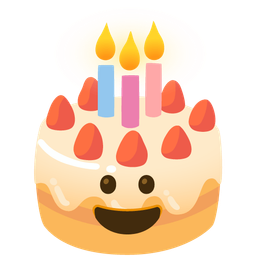 grinning face and birthday cake