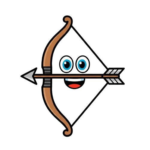 grinning face and bow and arrow