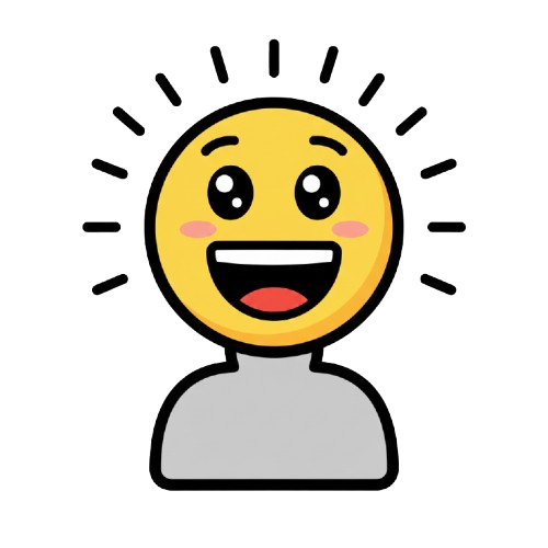 grinning face and bust in silhouette