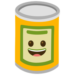 grinning face and canned food