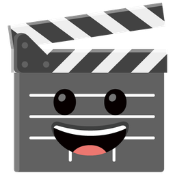 grinning face and clapper board