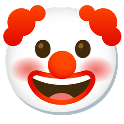 grinning face and clown face