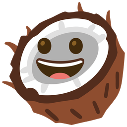 grinning face and coconut