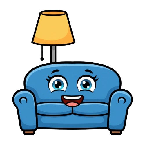 grinning face and couch and lamp