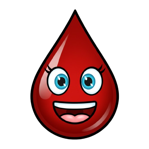 grinning face and drop of blood