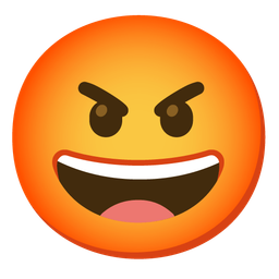 grinning face and enraged face