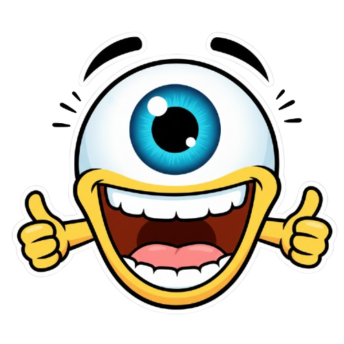 grinning face and eye