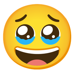 grinning face and face holding back tears