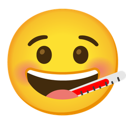 grinning face and face with thermometer