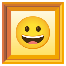 grinning face and framed picture