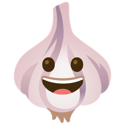 grinning face and garlic