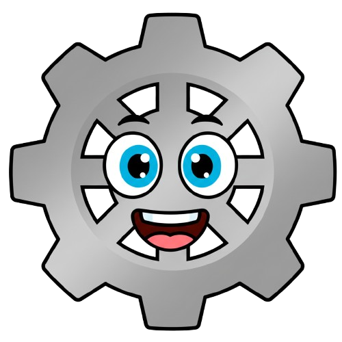 grinning face and gear