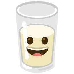 grinning face and glass of milk