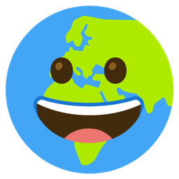 grinning face and globe showing Europe-Africa