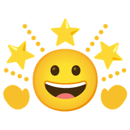 grinning face and glowing star
