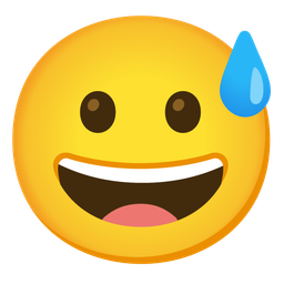 Grinning face and Grinning face with sweat