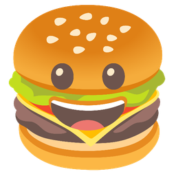 grinning face and hamburger
